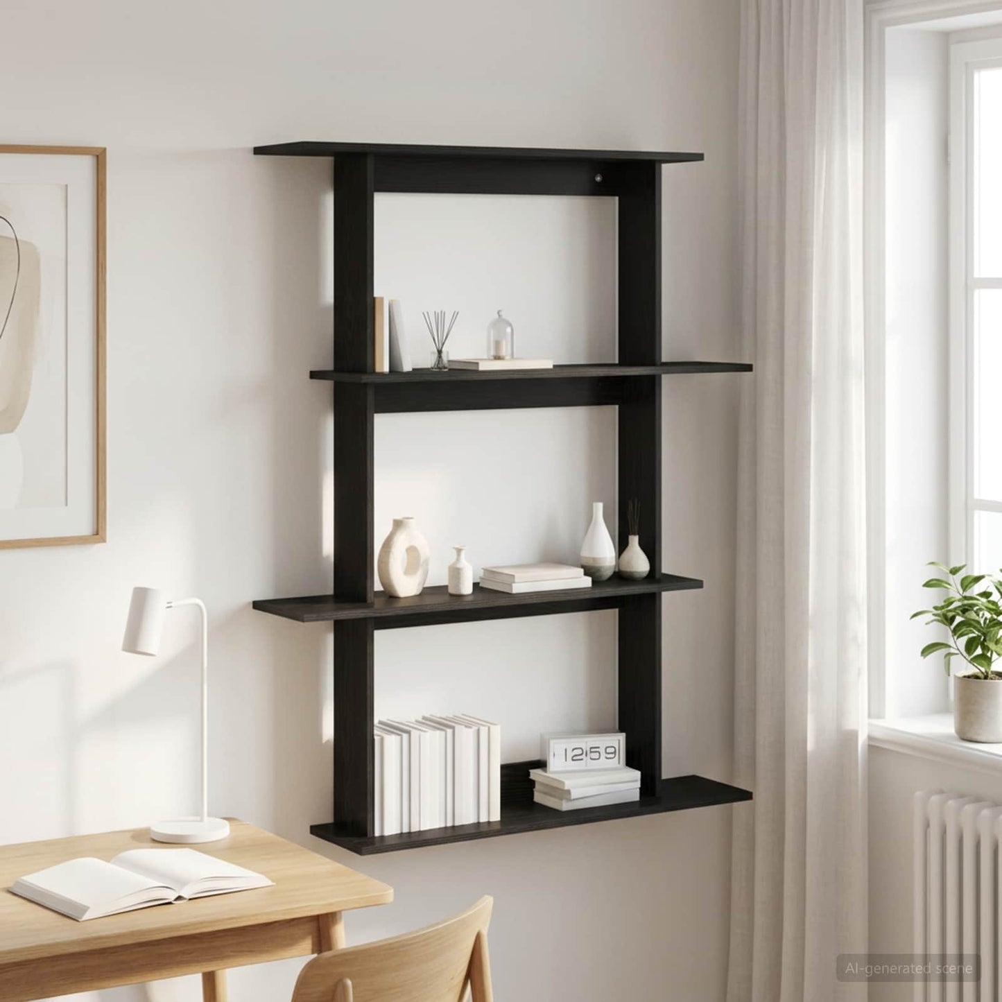 vidaXL Ράφι Τοίχου Μαύρη Δρυς 100 x 20 x 126 εκ. Επεξεργασμένο Ξύλο