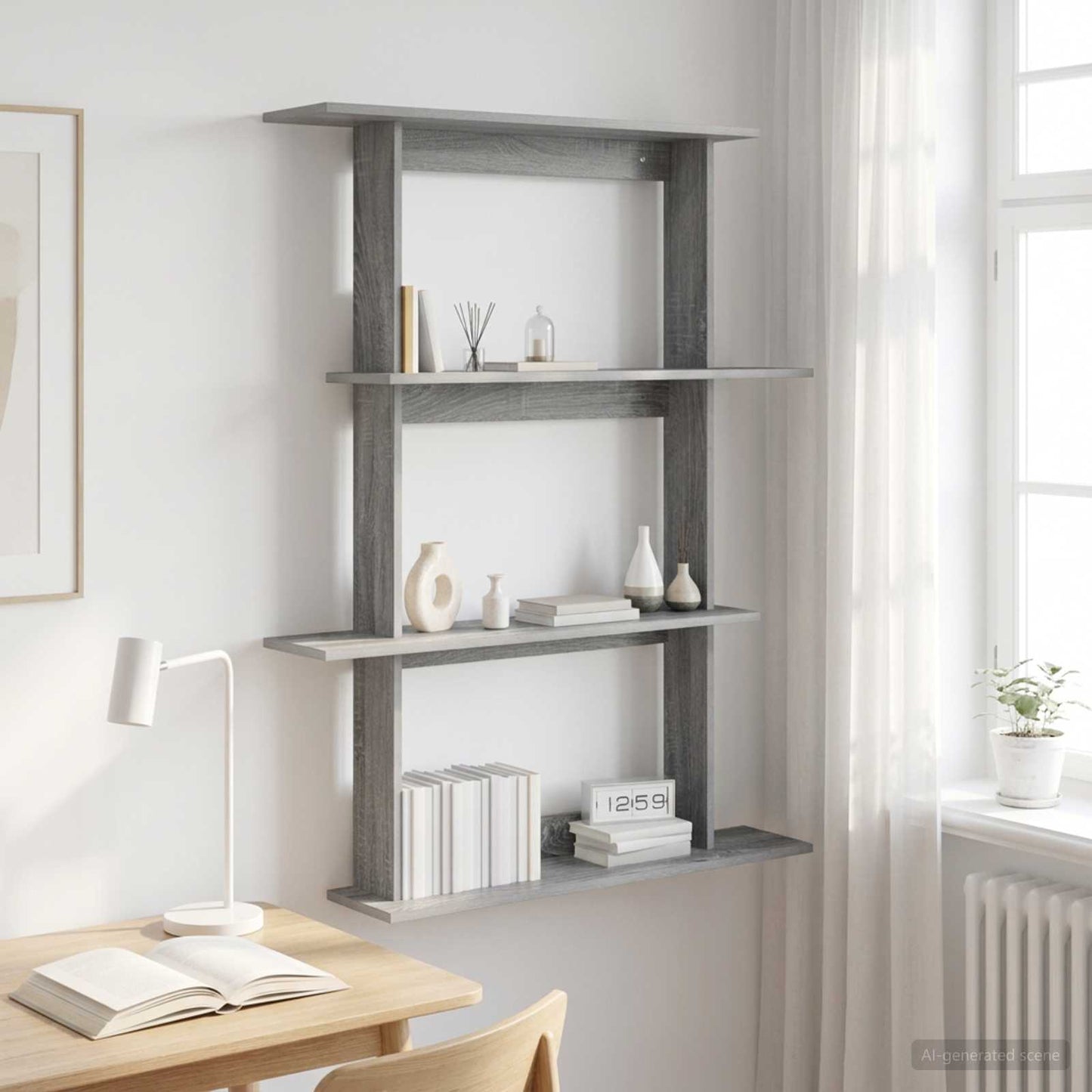 vidaXL Ράφι Τοίχου Γκρι Sonoma 100 x 20 x 126 εκ.