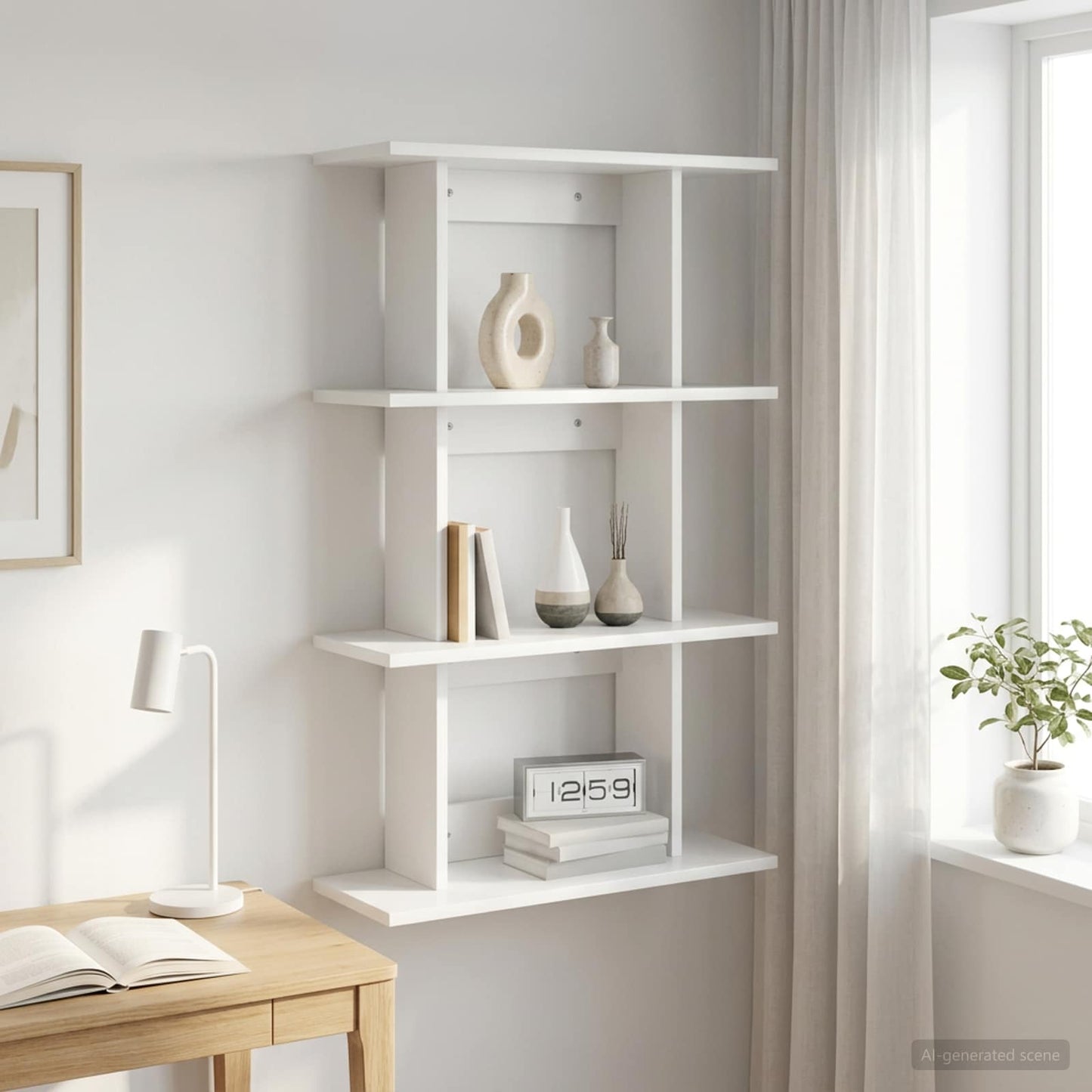 vidaXL Ράφι Τοίχου Επιτοίχιο Λευκό 56 x 20 x 90 εκ Επεξεργασμένο Ξύλο