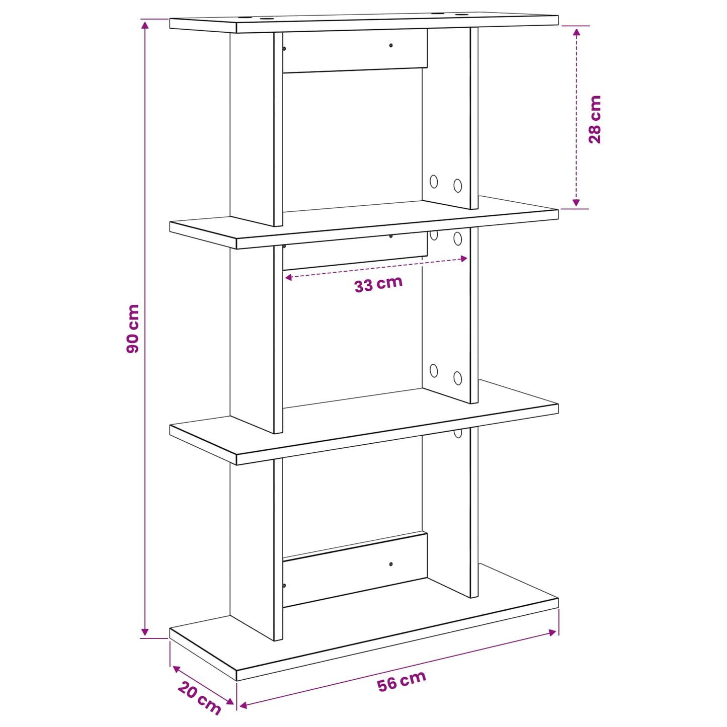 vidaXL Ράφι Τοίχου Επιτοίχιο Μαύρη Δρυς 56 x 20 x 90 εκ