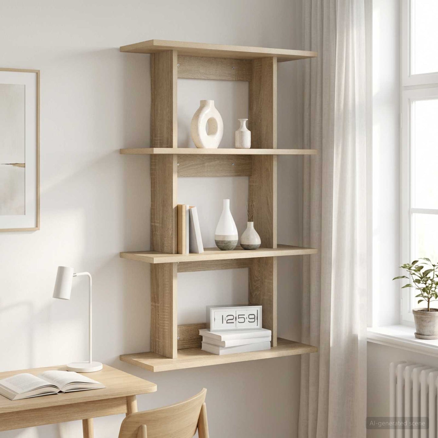 vidaXL Ράφι Τοίχου Επιτοίχιο Sonoma Δρυς 56 x 20 x 90 εκ