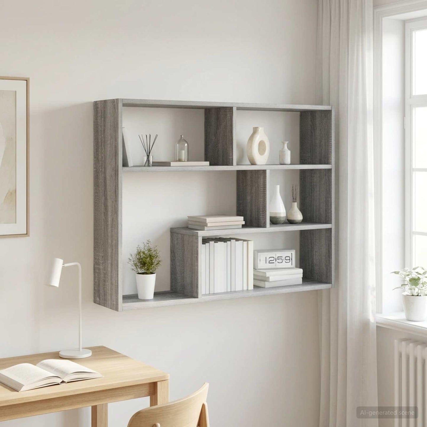 vidaXL Ράφι Τοίχου Γκρι Sonoma 95 x 20 x 69,5 εκ.