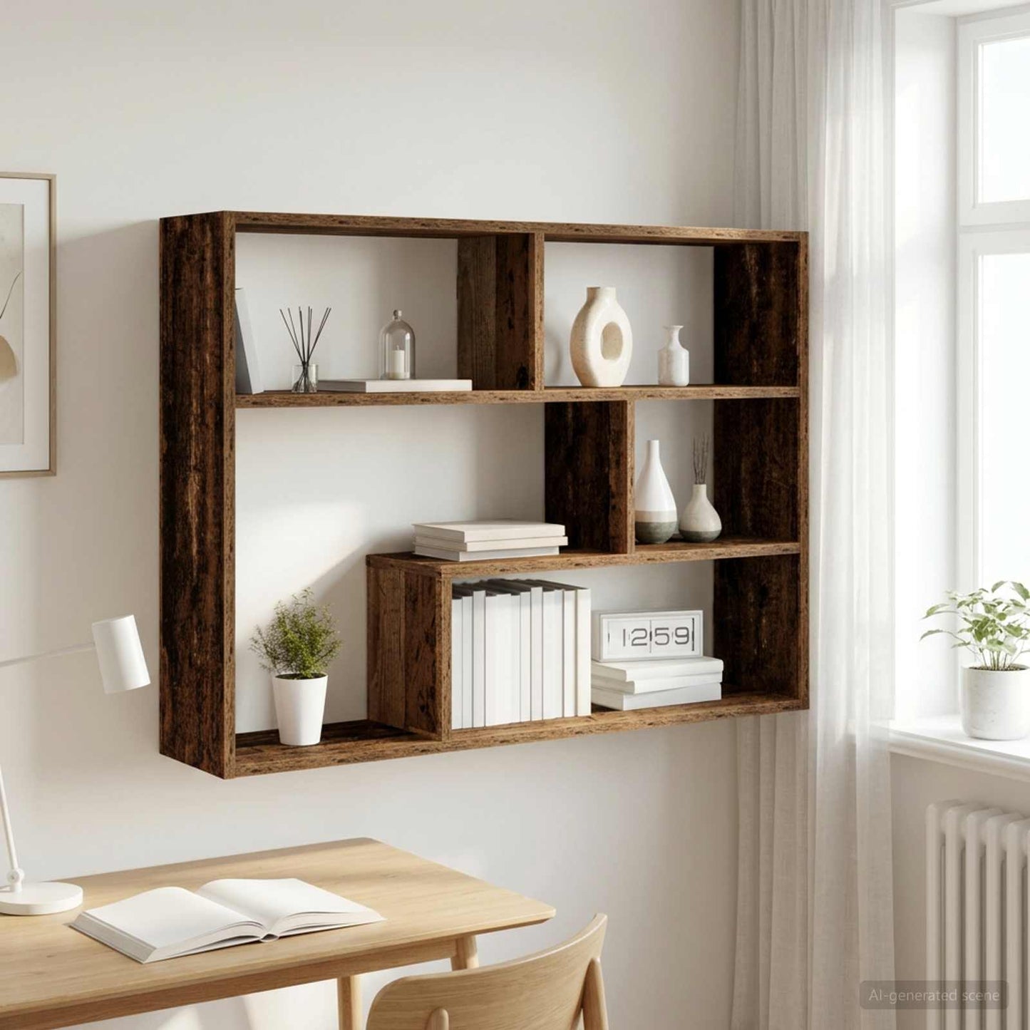 vidaXL Ράφι Τοίχου Επιτοίχιο Παλαιωμένο ξύλο 95 x 20 x 69,5 εκ.