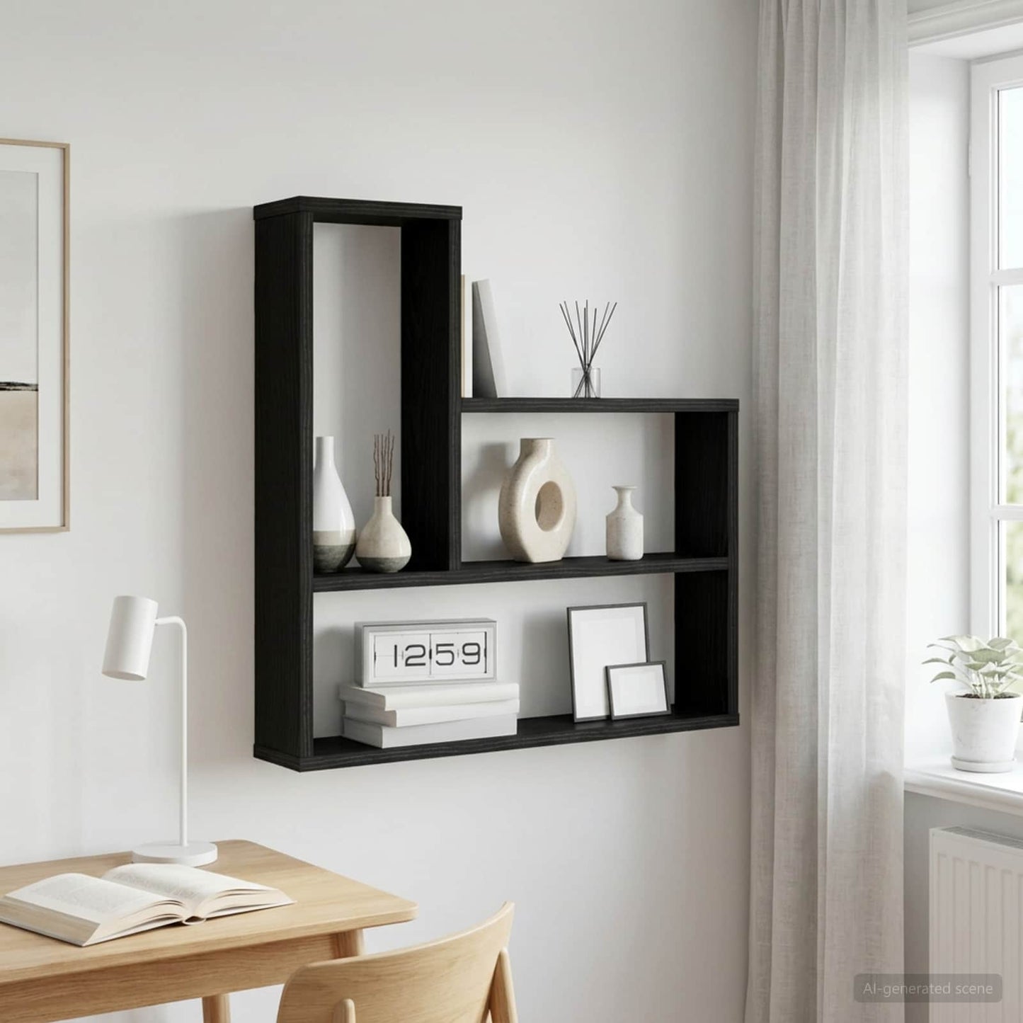 vidaXL Ράφι Τοίχου Μαύρη Δρυς 60 x 11 x 60 εκ. Επεξεργασμένο Ξύλο