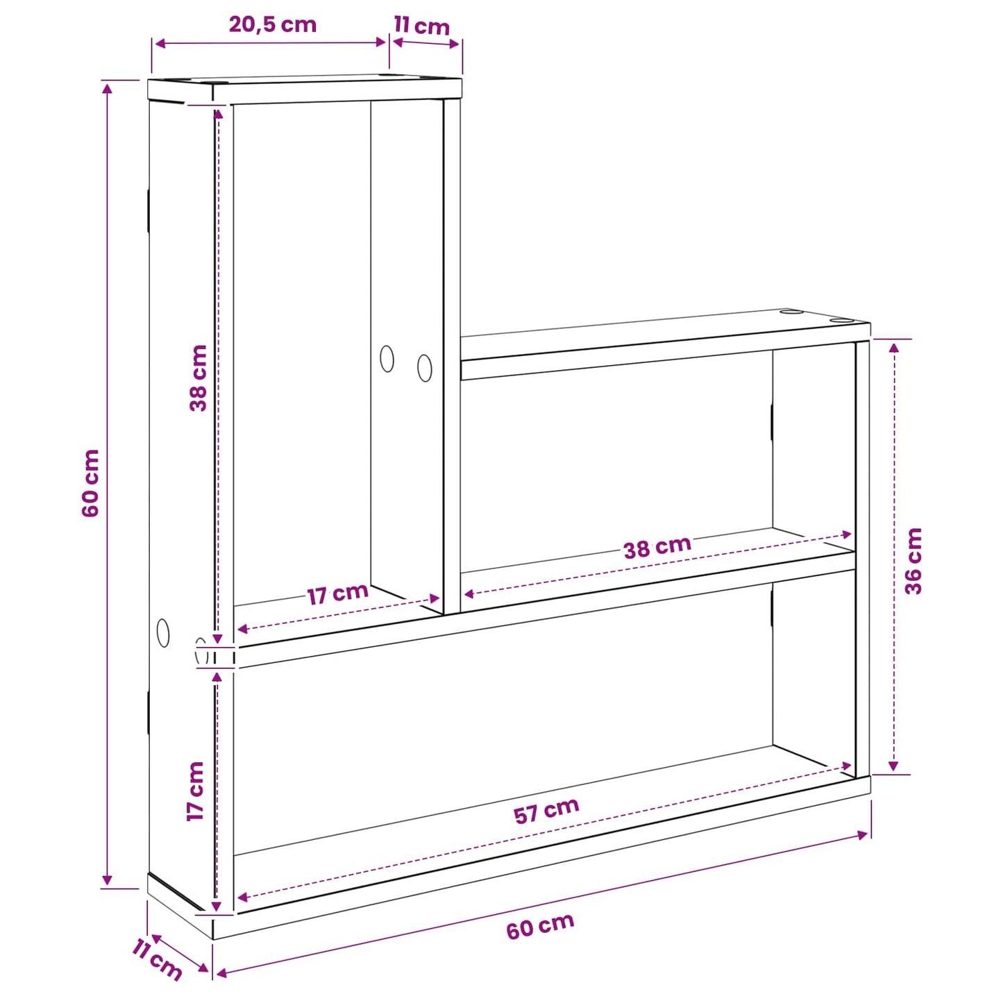 vidaXL Ράφι Τοίχου Παλαιωμένο ξύλο 60 x 11 x 60 εκ. Επεξεργασμένο Ξύλο