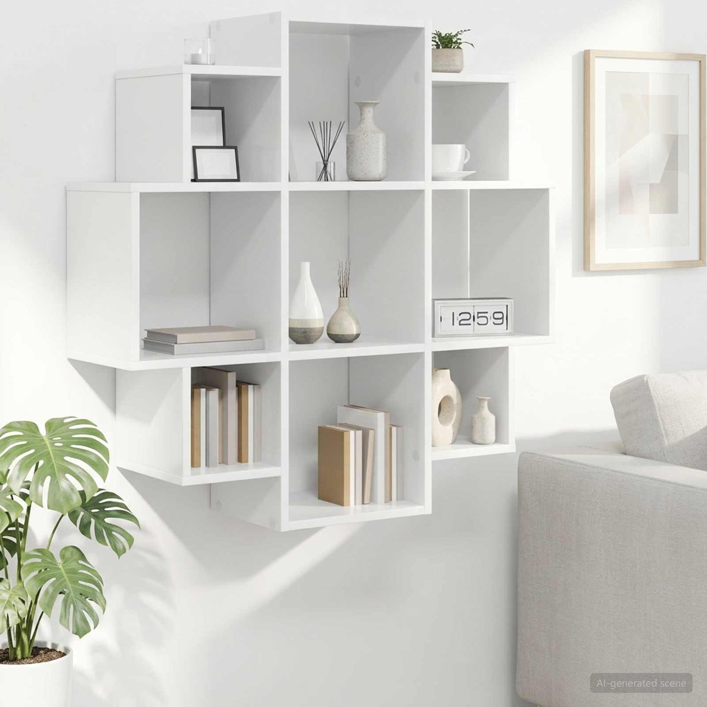 vidaXL Ράφι Τοίχου Λευκό 90 x 25 x 90 εκ. Επεξεργασμένο Ξύλο