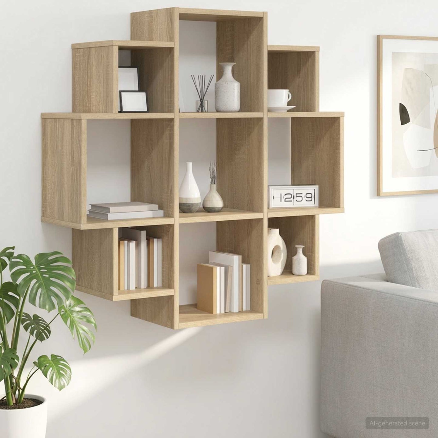 vidaXL Ράφι Τοίχου Sonoma Δρυς 90 x 25 x 90 εκ. Επεξεργασμένο Ξύλο