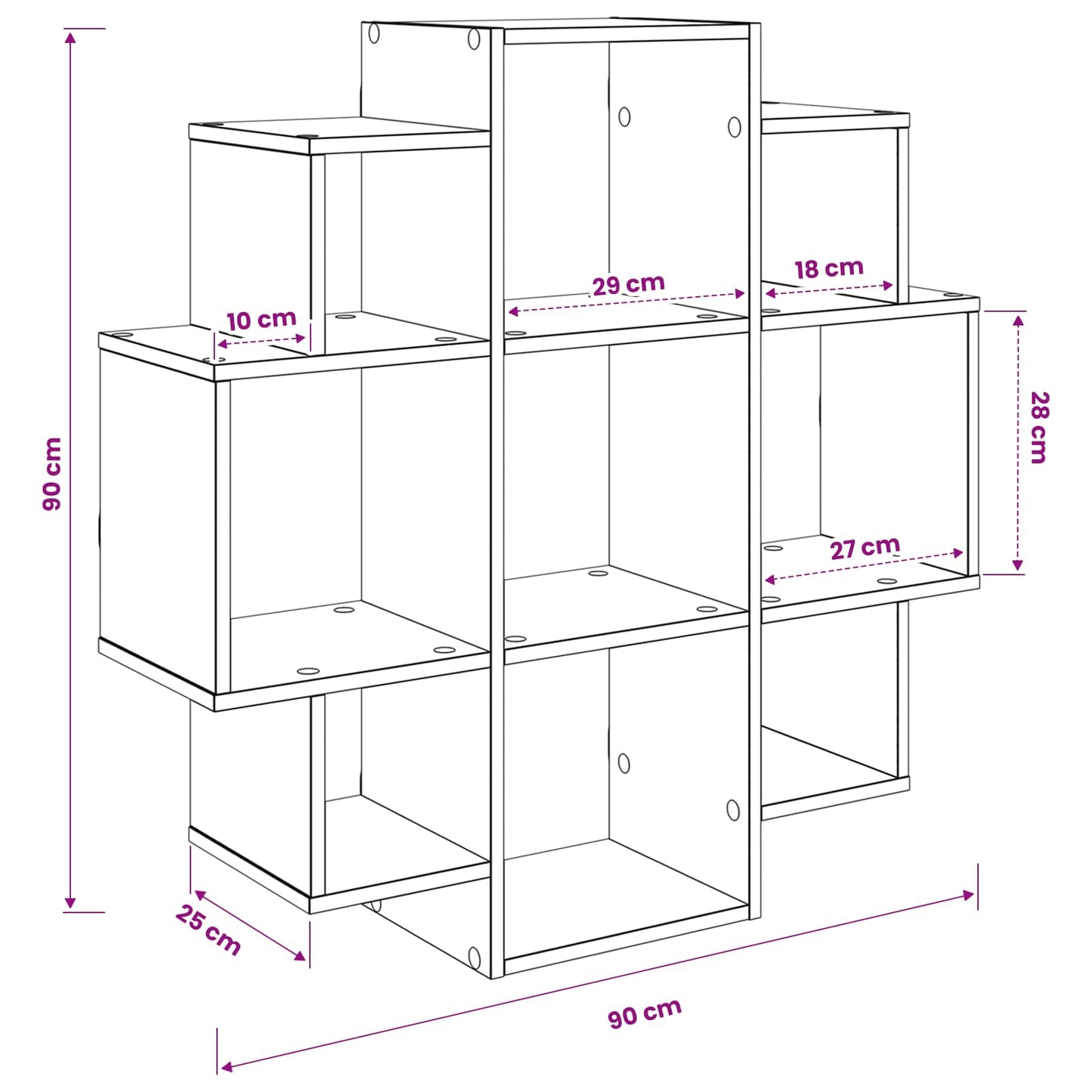 vidaXL Ράφι Τοίχου Γκρι Σκυροδέματος 90 x 25 x 90 εκ.