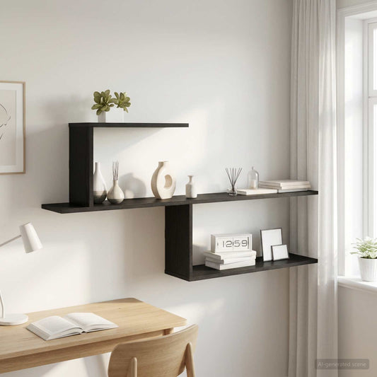 vidaXL Ράφι Τοίχου Μαύρη Δρυς 122 x 18 x 60 εκ. Επεξεργασμένο Ξύλο