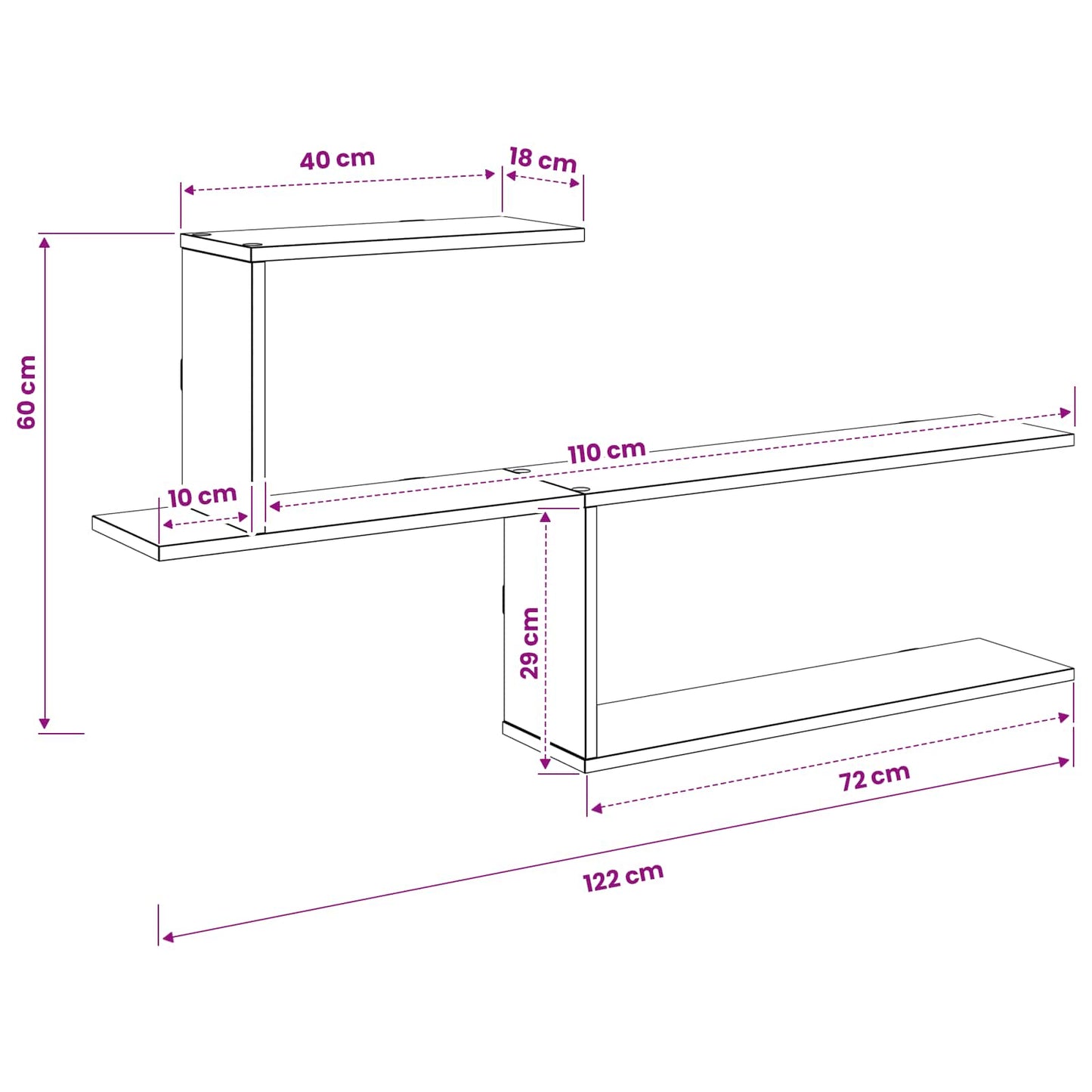 vidaXL Ράφι Τοίχου Γκρι Σκυροδέματος 122 x 18 x 60 εκ.