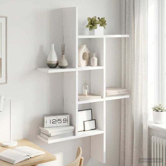 vidaXL Ράφι Τοίχου Λευκό 61 x 15 x 102 εκ Επεξεργασμένο Ξύλο