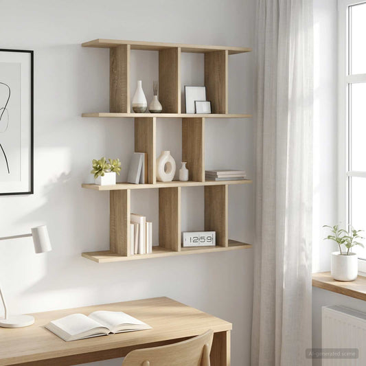 vidaXL Ράφι Τοίχου Sonoma Δρυς 80 x 20 x 96 εκ. Επεξεργασμένο Ξύλο