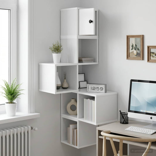 vidaXL Ράφι Γωνίας Τοίχου Λευκό 48 x 48 x 120 εκ. Επεξεργασμένο Ξύλο