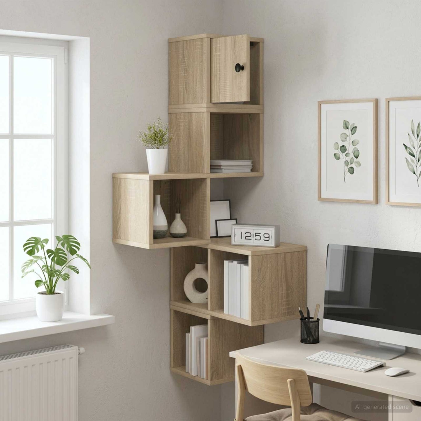 vidaXL Ράφι Γωνίας Τοίχου Sonoma Δρυς 48 x 48 x 120 εκ.