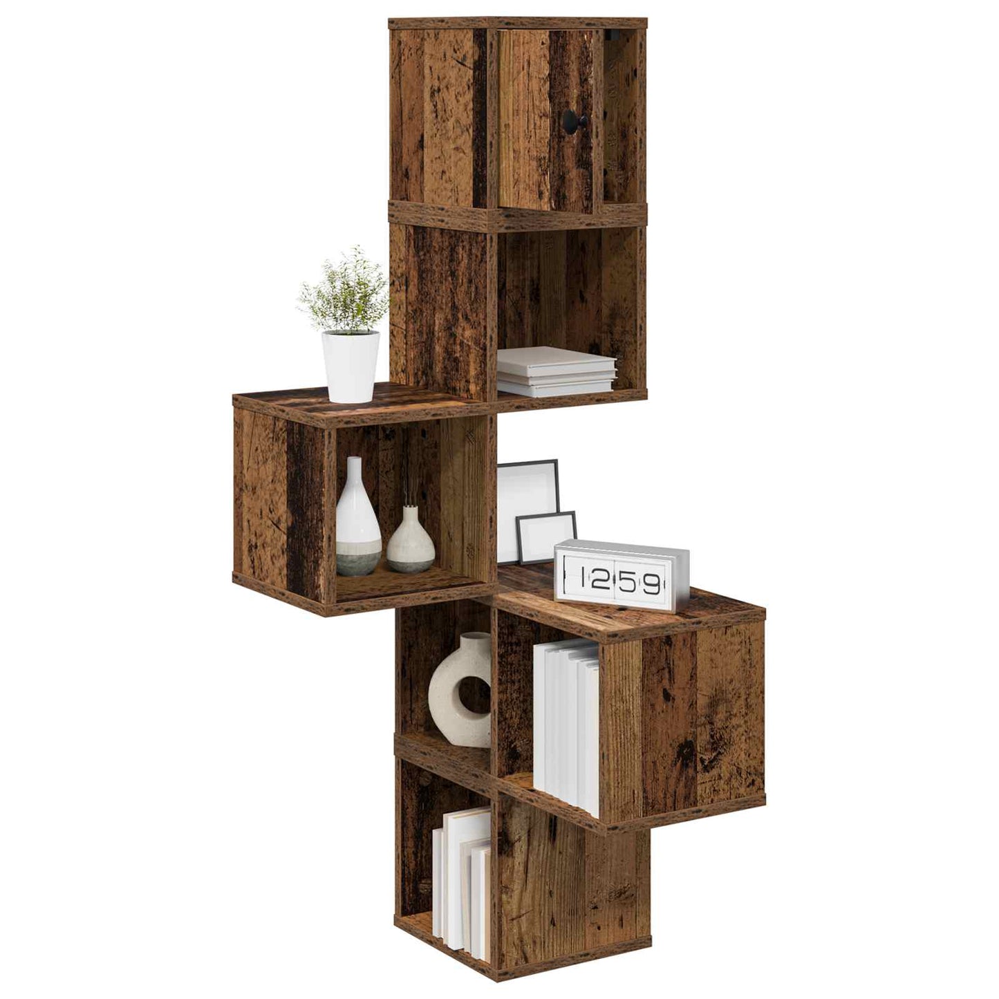 vidaXL Ράφι Γωνίας Τοίχου Παλαιωμένο ξύλο 48 x 48 x 120 εκ.
