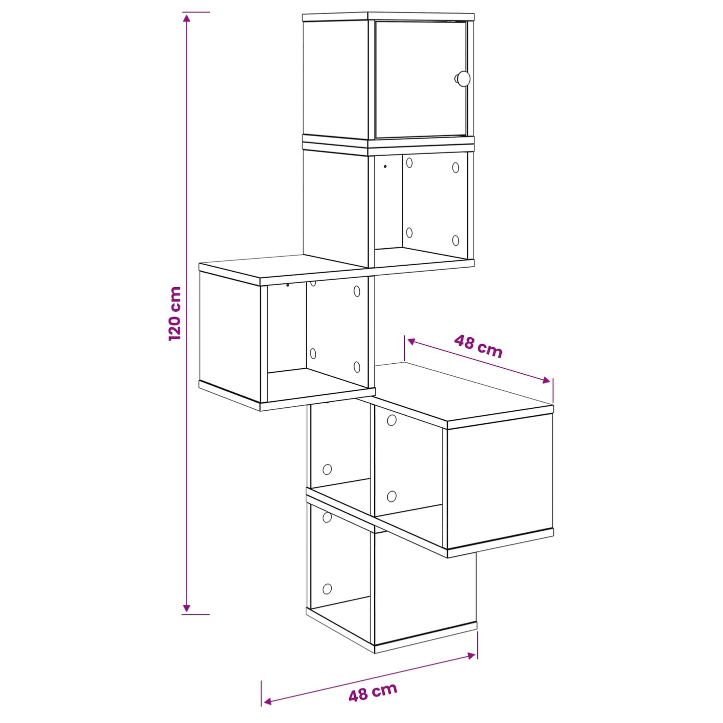 vidaXL Ράφι Γωνίας Τοίχου Παλαιωμένο ξύλο 48 x 48 x 120 εκ.