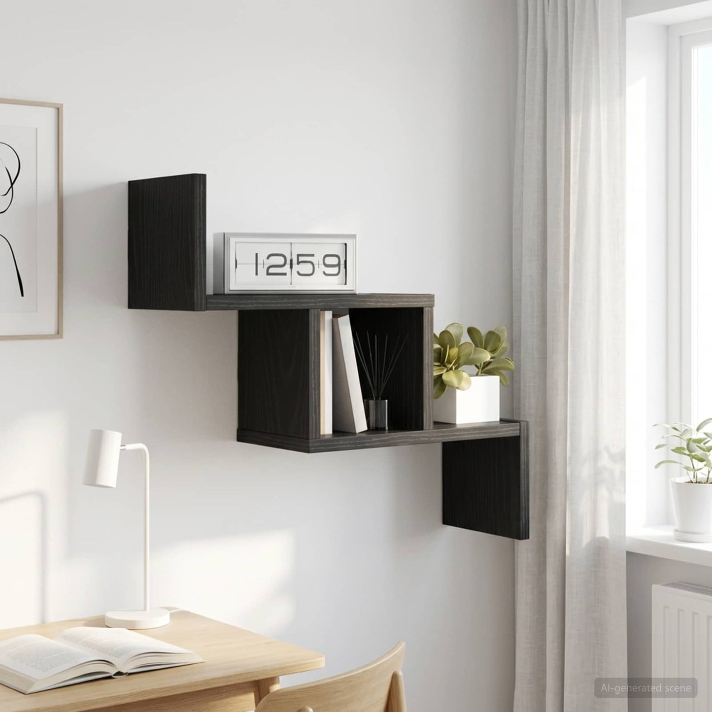 vidaXL Ράφι Τοίχου Μαύρη Δρυς 48 x 15 x 42 εκ Επεξεργασμένο Ξύλο