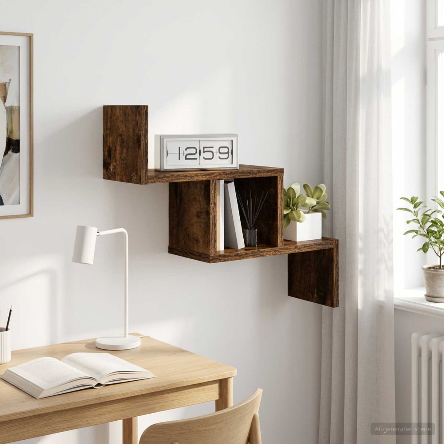 vidaXL Ράφι Τοίχου Καπνισμένο Ξύλο Δρυός 48 x 15 x 42 εκ
