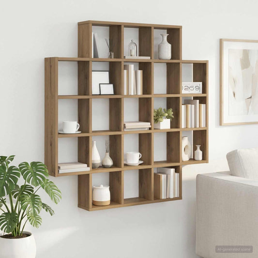 vidaXL Ράφι Τοίχου Artisan Δρυς 100 x 13 x 100 εκ Επεξεργασμένο Ξύλο