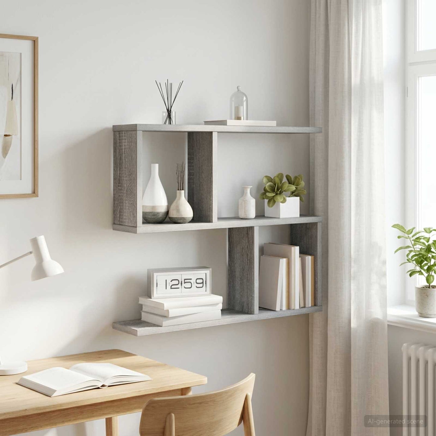 vidaXL Ράφι Τοίχου Γκρι Sonoma 60 x 12 x 50,5 εκ Επεξεργασμένο Ξύλο