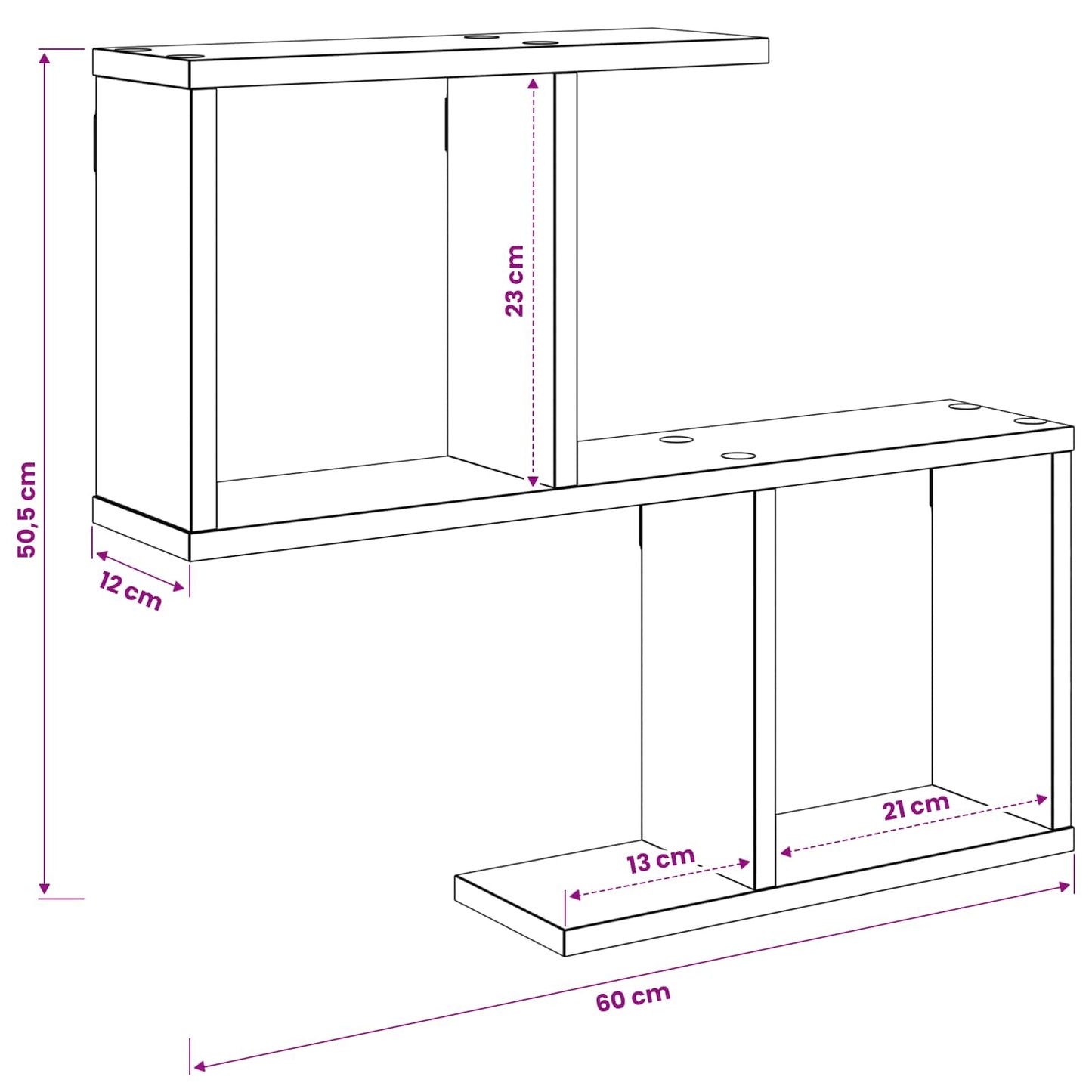 vidaXL Ράφι Τοίχου Λευκό 60 x 12 x 50,5 εκ Επεξεργασμένο Ξύλο