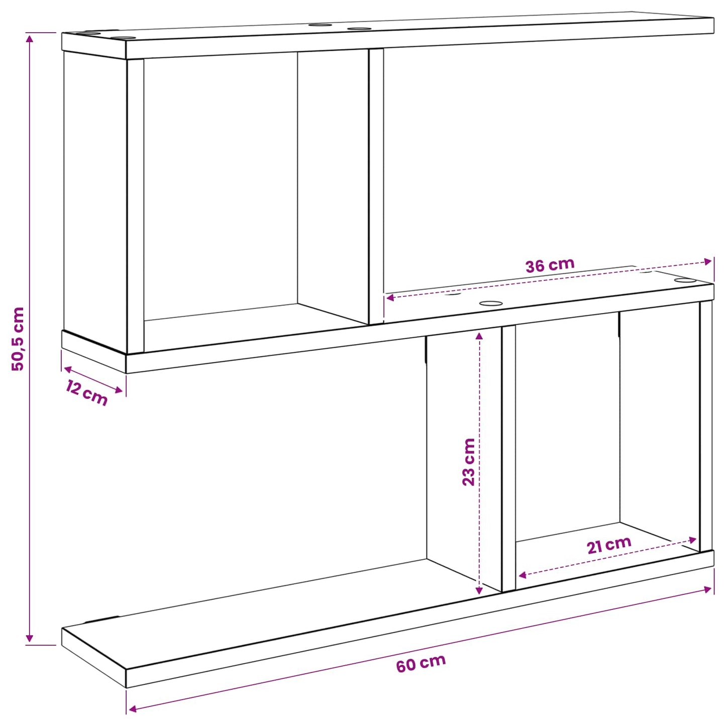 vidaXL Ράφι Τοίχου Γκρι Σκυροδέματος 60 x 12 x 50,5 εκ