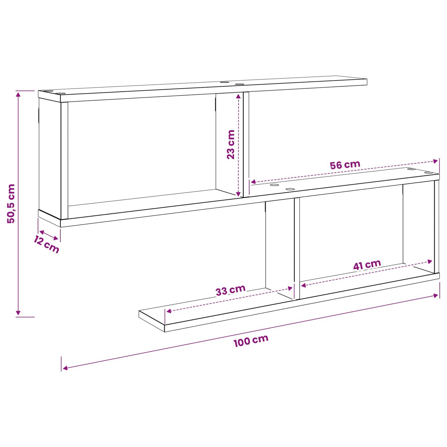 vidaXL Ράφι Τοίχου Παλαιωμένο ξύλο 100 x 12 x 50,5 εκ