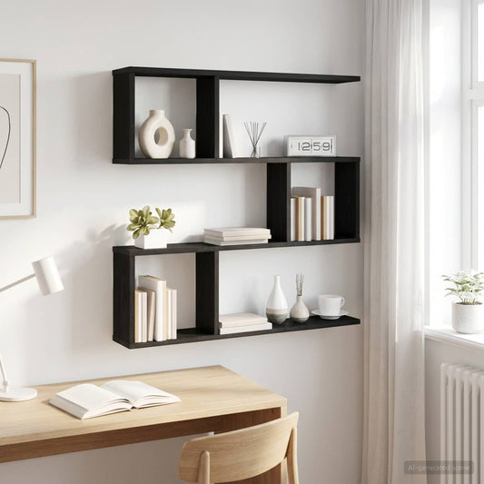 vidaXL Ράφι Τοίχου Μαύρη Δρυς 80 x 12 x 79,5 εκ Επεξεργασμένο Ξύλο