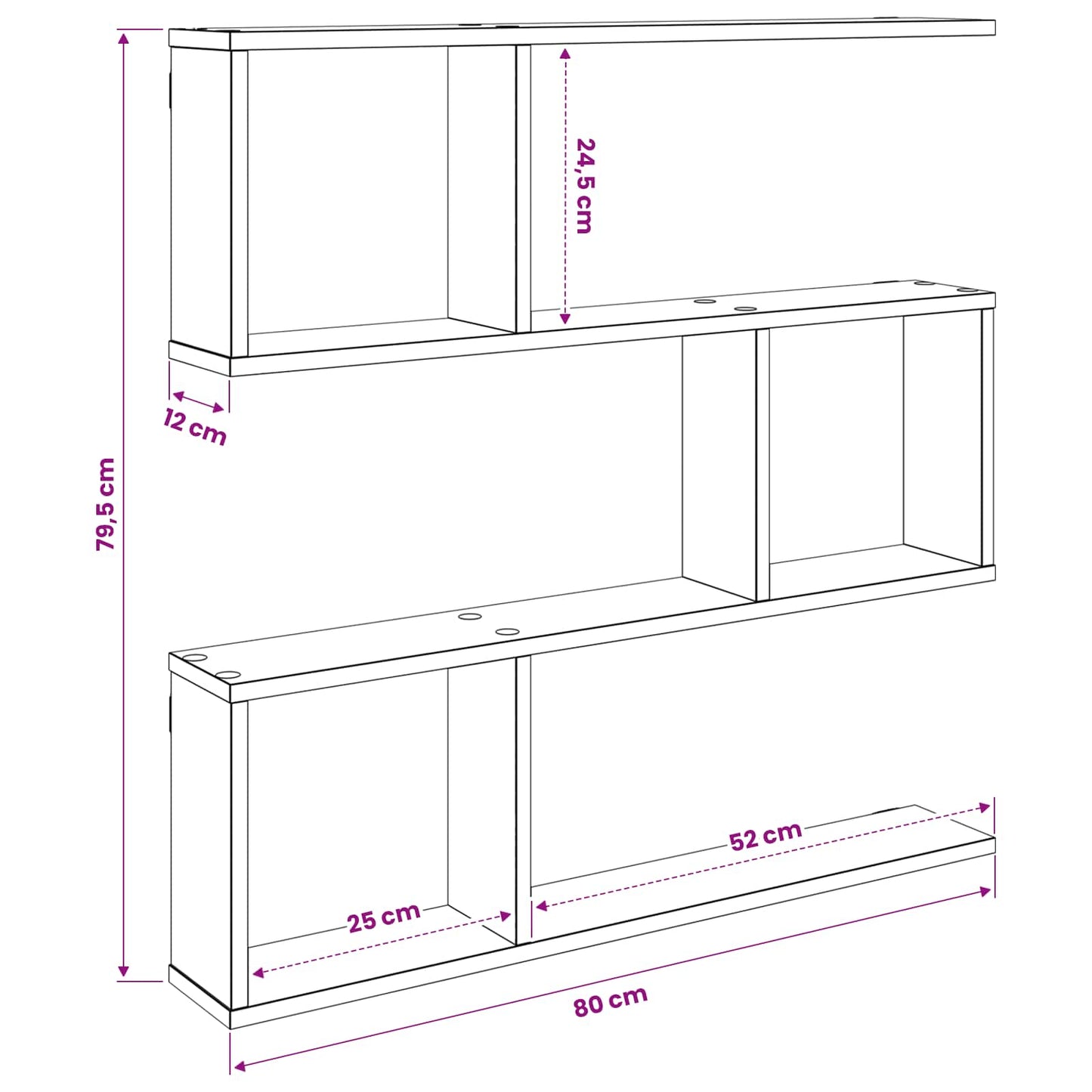 vidaXL Ράφι Τοίχου Παλαιωμένο ξύλο 80 x 12 x 79,5 εκ