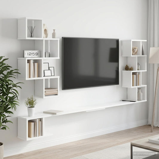 vidaXL Ράφι Τηλεόρασης Τοίχου Λευκό 180 x 15 x 94 εκ