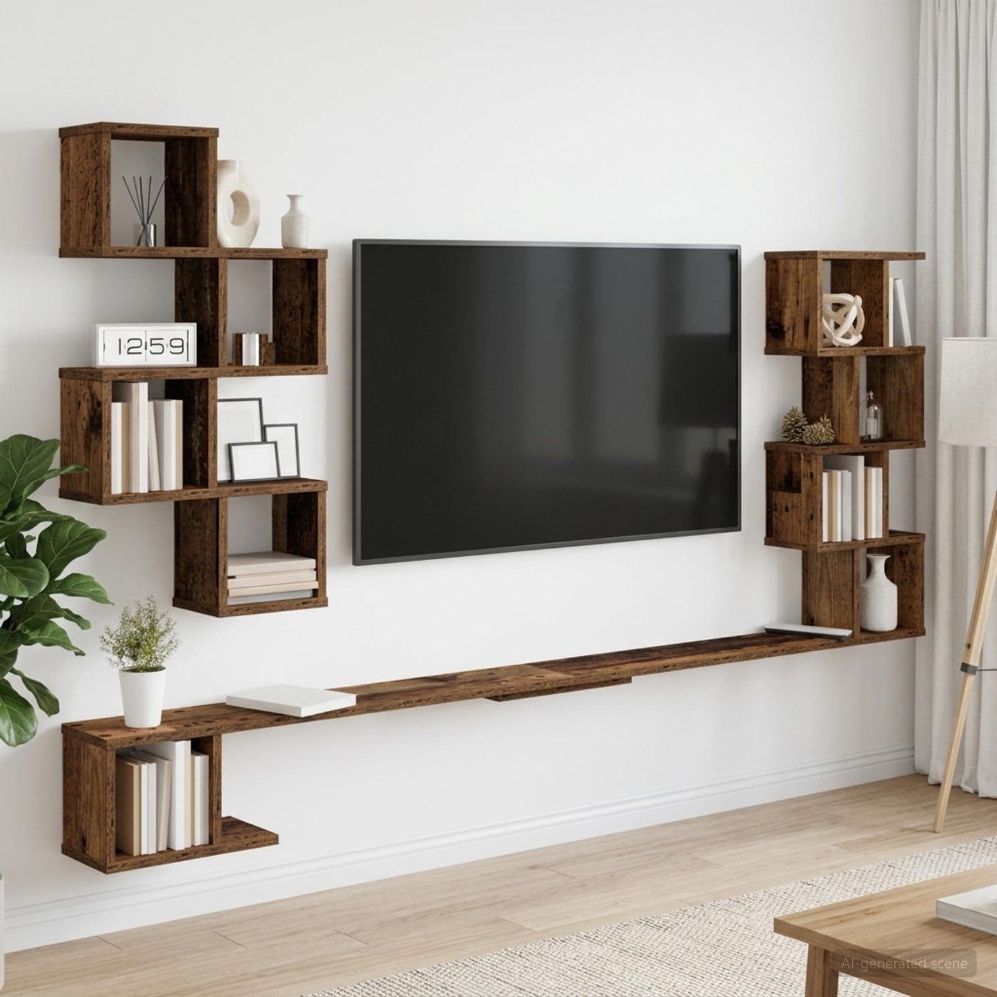 vidaXL Ράφι Τηλεόρασης Τοίχου Παλαιωμένο ξύλο 180 x 15 x 94 εκ