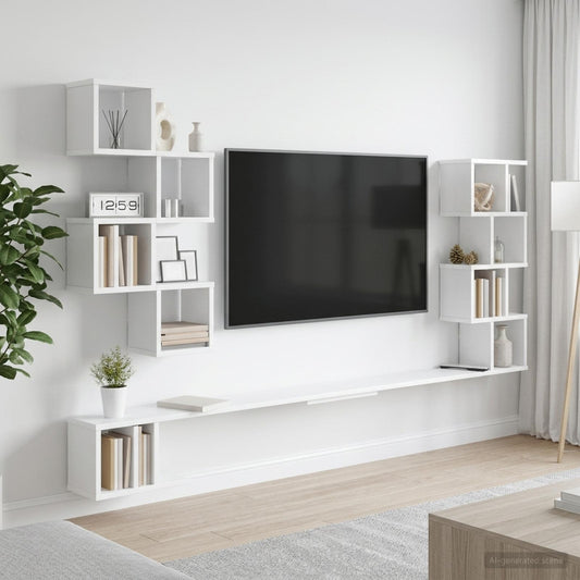 vidaXL Ράφι Τηλεόρασης Τοίχου Λευκό 200 x 15 x 94 εκ