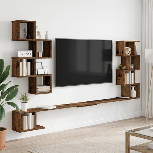 vidaXL Ράφι Τηλεόρασης Τοίχου Παλαιωμένο ξύλο 200 x 15 x 94 εκ