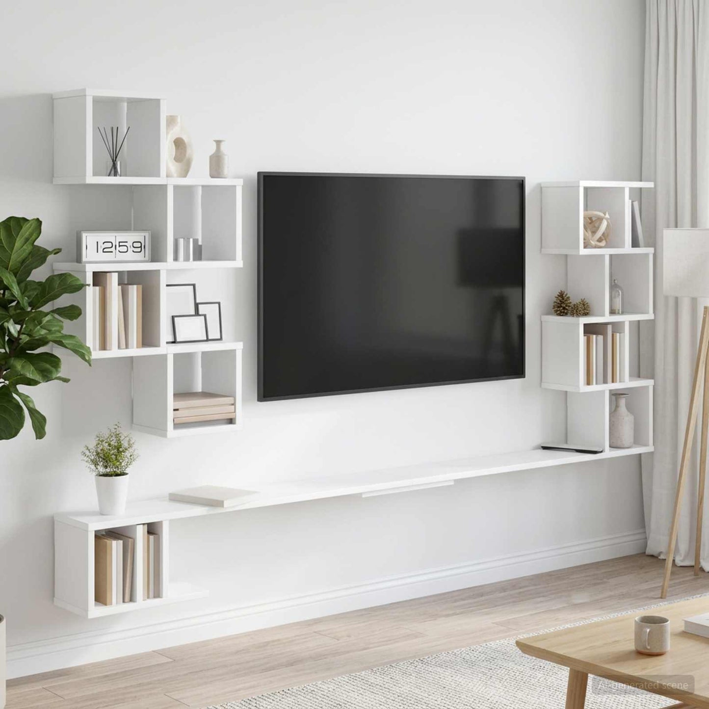 vidaXL Ράφι Τηλεόρασης Τοίχου Λευκό 160 x 15 x 94 εκ