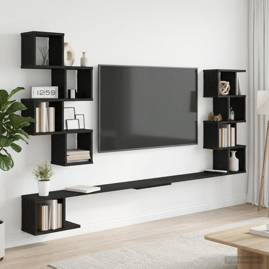 vidaXL Ράφι Τηλεόρασης Τοίχου Μαύρη Δρυς 160 x 15 x 94 εκ