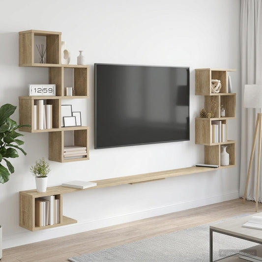 vidaXL Ράφι Τηλεόρασης Τοίχου Sonoma Δρυς 160 x 15 x 94 εκ