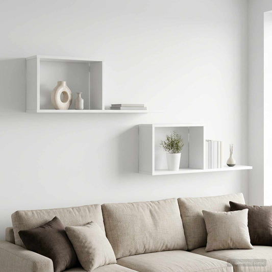 vidaXL Κρεμαστά ράφια 2 τμχ. Λευκό 80 x 15 x 30 εκ Επεξεργασμένο Ξύλο