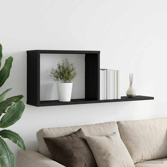 vidaXL Κρεμαστά ράφια Μαύρη Δρυς 80 x 15 x 30 εκ Επεξεργασμένο Ξύλο