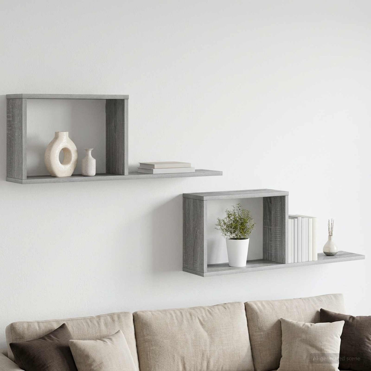 vidaXL Κρεμαστά ράφια 2 τμχ. Γκρι Sonoma 80 x 15 x 30 εκ