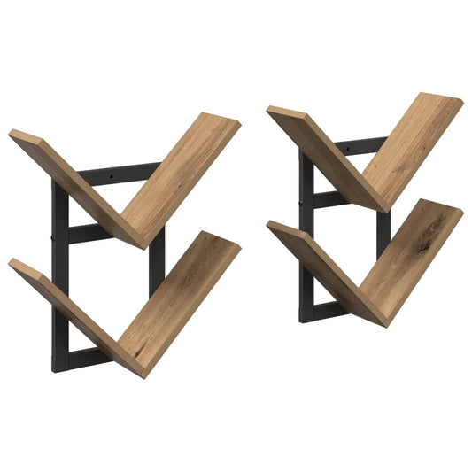 vidaXL Ράφι Τοίχου 2 τμχ. Artisan Δρυς 43 x 15 x 47 εκ