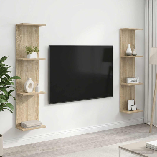 vidaXL Ράφι Τοίχου 2 τμχ. Sonoma Δρυς 25 x 15 x 100 εκ