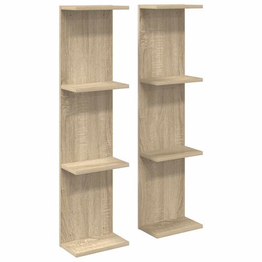 vidaXL Ράφι Τοίχου 2 τμχ. Sonoma Δρυς 25 x 15 x 100 εκ