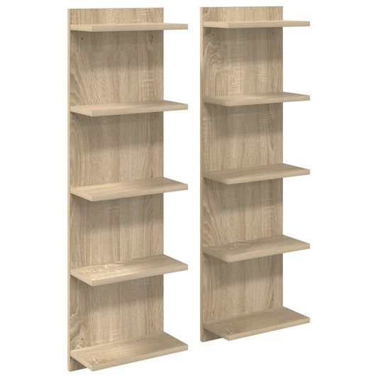 vidaXL Ράφι Τοίχου 2 τμχ. Sonoma Δρυς 30 x 15 x 100 εκ
