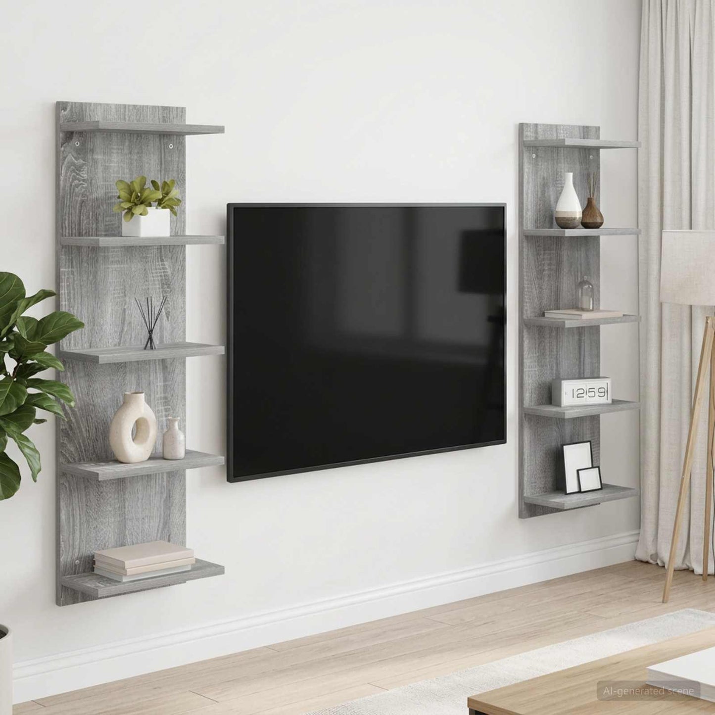 vidaXL Ράφι Τοίχου 2 τμχ. Γκρι Sonoma 30 x 15 x 100 εκ