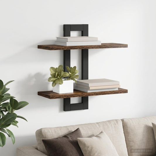 vidaXL Κρεμαστά ράφια Καπνισμένο Ξύλο Δρυός 40 x 15 x 40 εκ