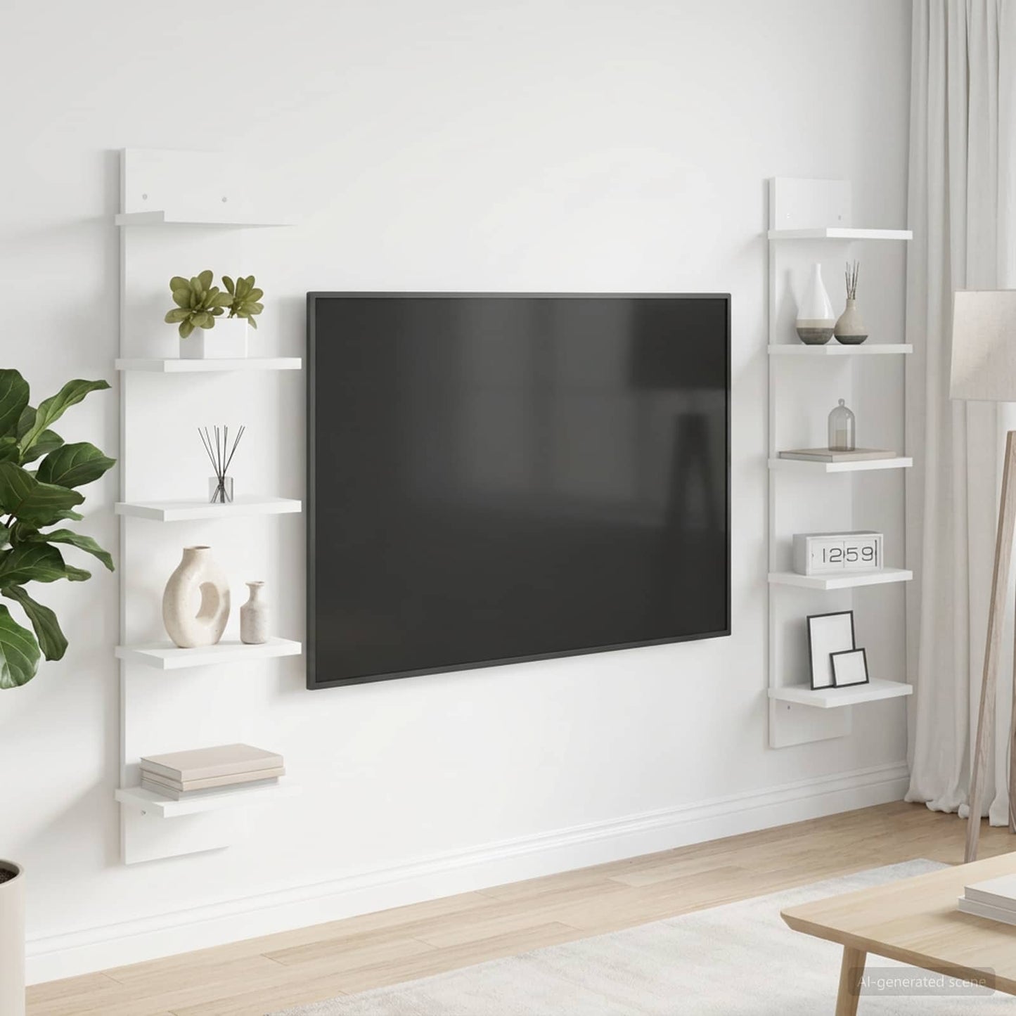 vidaXL Ράφι Τοίχου 2 pcs Λευκό 22 x 15 x 100 εκ Επεξεργασμένο Ξύλο