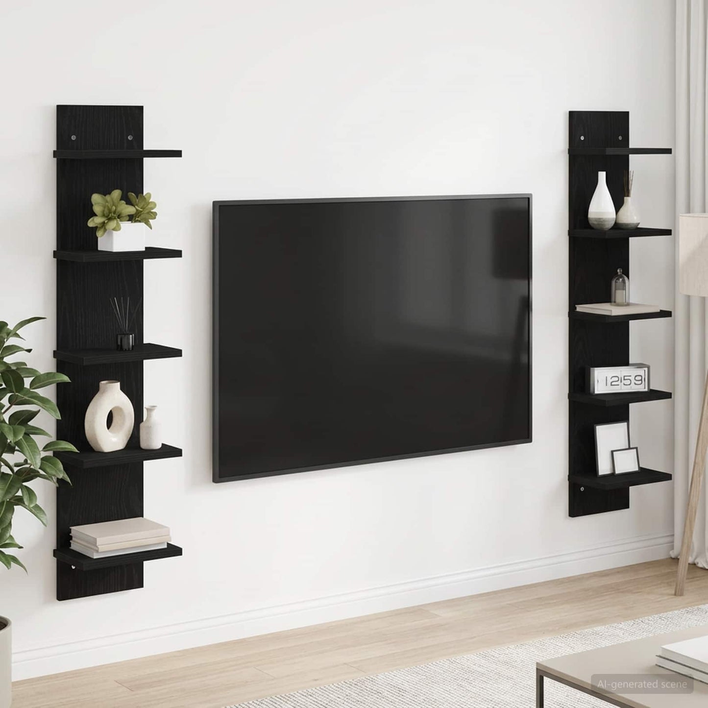 vidaXL Ράφι Τοίχου 2 pcs Μαύρη Δρυς 22 x 15 x 100 εκ
