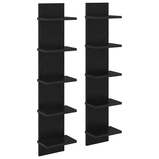 vidaXL Ράφι Τοίχου 2 pcs Μαύρη Δρυς 22 x 15 x 100 εκ