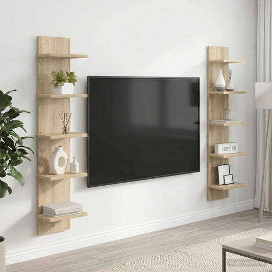 vidaXL Ράφι Τοίχου 2 pcs Sonoma Δρυς 22 x 15 x 100 εκ