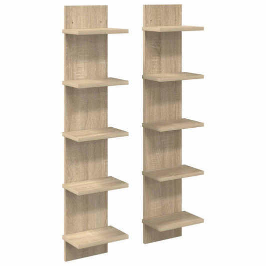vidaXL Ράφι Τοίχου 2 pcs Sonoma Δρυς 22 x 15 x 100 εκ